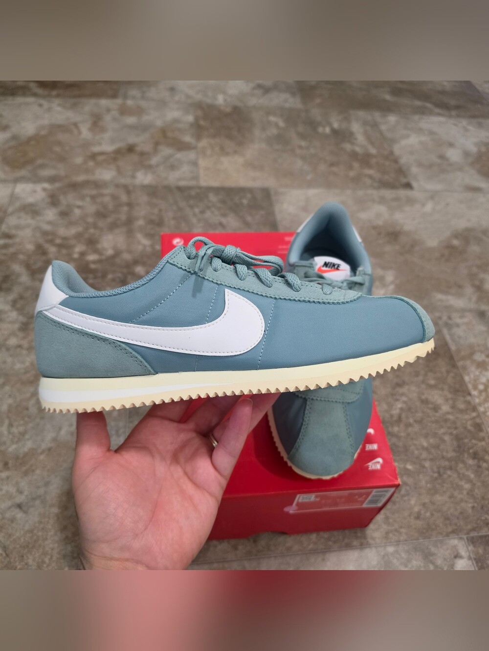 Nike Cortez Textile GS in the 'Cannon/Alabaster/Sail' colorway